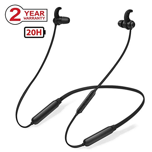 Avantree NB16 20 Hrs Bluetooth Neckband Headphones with Mic, Light & Comfortable Around the Neck Magnetic Wireless In Ear Earbuds for TV PC iPhone Samsung Phones, Workout Gym Sweat Proof, Music & Call