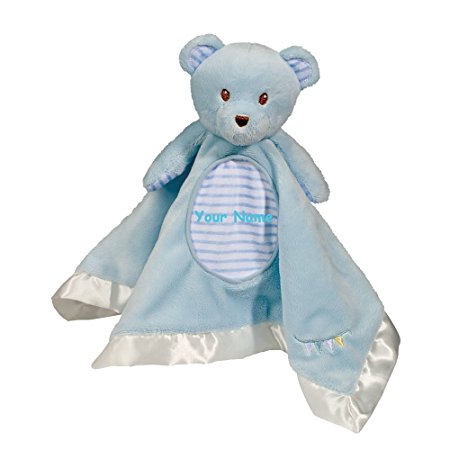 Personalized Douglas Blue Bear Snuggler Baby Blanket Blanky - 13 Inches