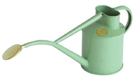 Haws Indoor Metal 2-Pint/1-Liter Watering Can with Rose and Gift Box, Sage