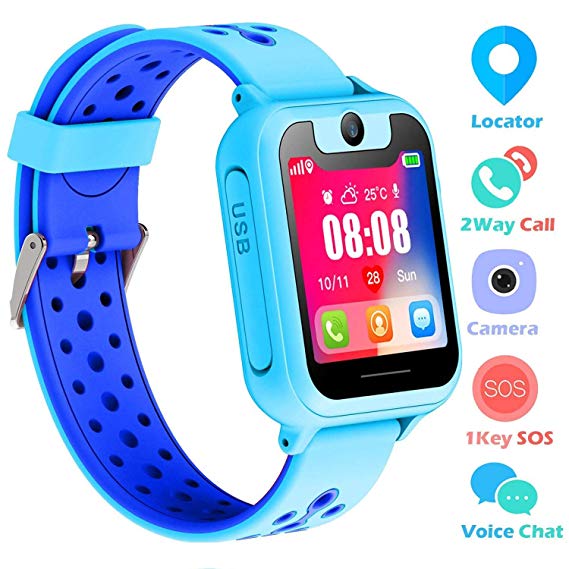Kids Smart Watch Phone, LBS Tracker Smart Watch for Kids 3-12 Year Old Boys Girls SOS Camera Slot Touch Screen Game Outdoor Activities Toys Childrens Day Gift