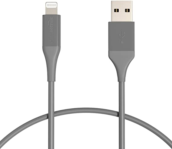 AmazonBasics Lightning to USB Cable - Advanced Collection, MFi Certified iPhone Charger, Gray, 1-Foot