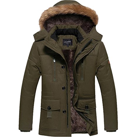 JYG Men's Winter Thicken Coat Quilted Puffer Jacket With Removable Hood