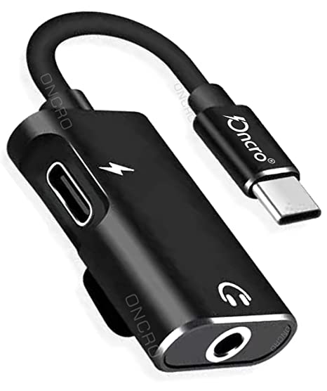 ONCRO® Black Trending with Lock Function, 2 in 1 Headphone Adapter, Type C to 3.5mm Aux Splitter Adapter Jack & Charging Jack Converter for 1 Plus & mic Adapter (Not for Data Transfer)