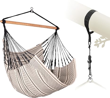 LA SIESTA® - Large Comfort Habana Cotton Hammock Chair & TreeMount - Hanging Hammock Chair w/Suspension Kit for Trees Beams & Posts - Indoor Outdoor Swing Hanging Chair Bedroom Patio Balcony - Zebra