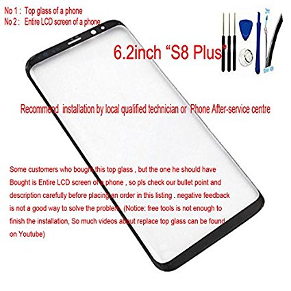 6.2'' Real Glass Front Screen Outer Lens replacement For Galaxy S8 Plus &S8+ SM-G955 G955A G955FD G955U G955F All Carriers 100% Glass (Not LCD &Not digitizer) Black