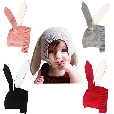 xsby Baby Kids Boy Girl Knitted Crochet Rabbit Ear Beanie Winter Warm Hat Cap