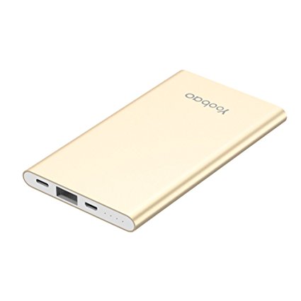 Yoobao G01 4000mAh Portable Charger(External Battery Power Bank)with Dual Input,Ultra Slim Thin and Light in Sleek Aluminum Alloy Shell with High-Speed and Safe Charge for iPhone Android etc-Gold