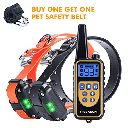 HISEASUN Dog Training Collar with Remote Rechargeable with Beep Vibration and Shock Electronic Collar 1000ft Range