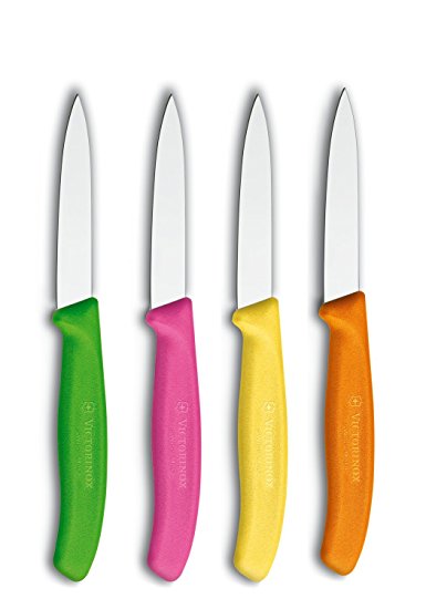 Victorinox 4-Piece Set of 3.25 Inch Swiss Classic Paring Knives with Straight Edge, Spear Point