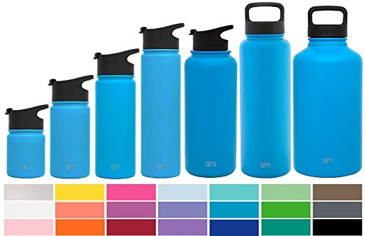 Simple Modern Summit Water Bottle   Extra Lid - Wide Mouth Vacuum Insulated 18/8 Stainless Steel Powder Coated - 8 Sizes, 24 Colors