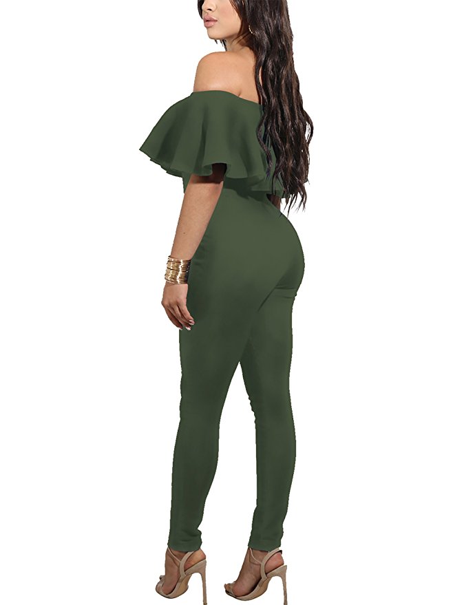CoCo Fashion Off Shoulder Sleeve Hollow Out Sexy Women Bodycon Long Jumpsuit Rompers