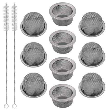 TIMGOU 10 PCs 0.5“ Diameter Crystal Tobacco Pipe Strainer Stainless Steel Mental Screen Filters for Crystal Smoking Pipes (with 2 Tube Cleaning Brush)