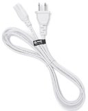 Pwr 6ft White Ac Wall Cable Power Cord for Led Lcd Tv Samsung Apple Tv Lg Sharp Canon Pixma Hp Brother Epson Lexmark Printer Ps2 Ps3 Slim Ps4 Dell Sony Asus Toshiba Laptop Charger 2 Prong