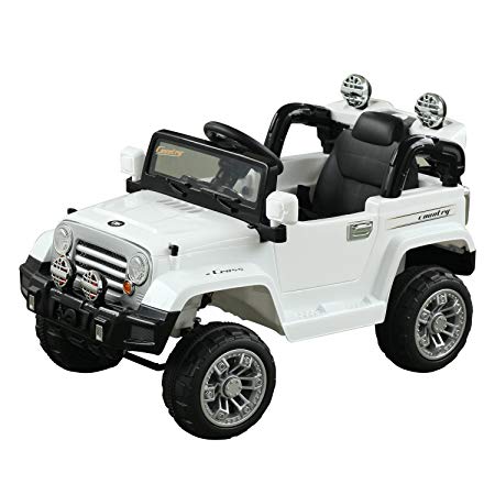 Aosom 12V Kids Jeep Ride On Car with Remote Control - White