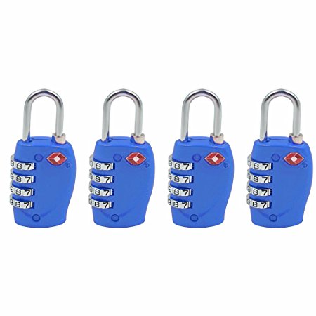4 Pack, T-Monici TSA Approved Lock 4 Digit Combination Lock For Luggage Padlock (blue)