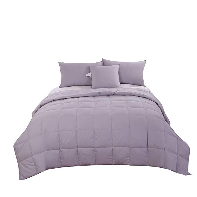 unite down Natural 100% White DUCK DOWN Summer Comforter/Duvet/Quilt, Light Weight And Thin, Organic Cotton 600TC, Grey Cal King