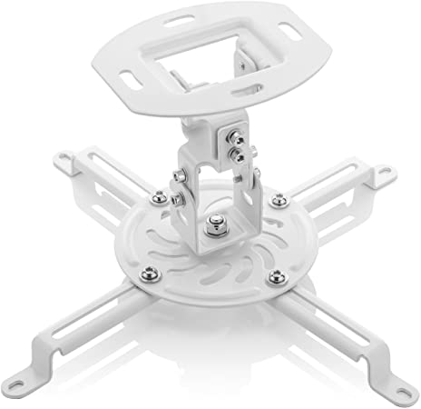 deleyCON Universal Video Projector Ceiling Mount - Inclinable  -15° Rotatable 360° up to 13.5kg Load Bearing Capacity Cable Guide - White