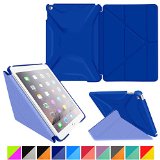 roocase iPad Air 2 Case - Origami 3D iPad Air 2 2014 Slim Shell Case Smart Cover with Sleep  Wake Features Landscape Portrait Typing Stand for Apple iPad Air 2 2014 6th Generation Latest Model Palatinate Blue  Aruba Blue