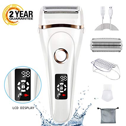 FAMEDY Electric Lady Shaver, 3 IN 1 Rechargeable Electric Razor for Women,Bikini Trimmer Body Hair Remover for Legs Underarms, Women's Grooming Kit, Wet & Dry Use (One More Replacement Cutting Blade)