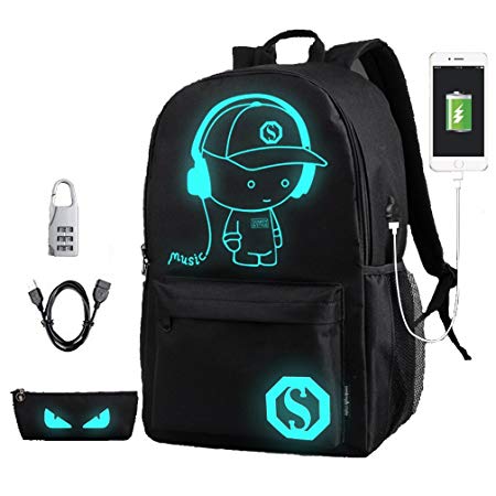 DOLIROX® Cool Boys Girls Outdoor Backpack Anime Luminous Backpack Daypack Shoulder School Bag Laptop Bag ( Large )