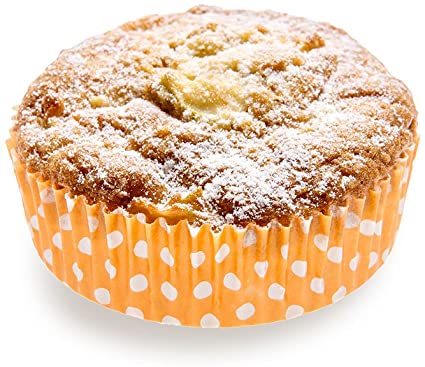 Panificio Premium 3.5 Inch, 4 Ounce Baking Cups: Regular-Ridged Round Paper Baking Cups Perfect for Muffins, Cupcakes or Mini Snacks - Hot Orange Polka Dot Print Design - Disposable - 200ct Box