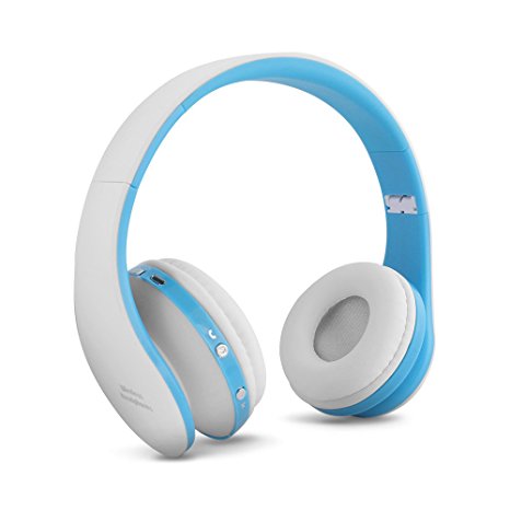 FX-Victoria Foldable Wireless Bluetooth Stereo Headphone Headset with Mic-Blue White