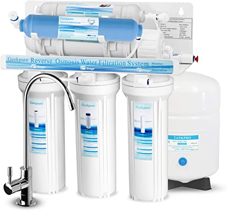 Geekpure 6-Stage Reverse Osmosis Drinking Water Filter System with DI Filter TDS to 0-75GPD