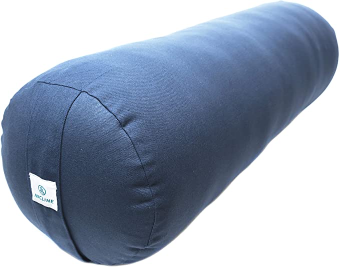 Incline Fit Round and Rectangle Supportive Yoga Bolster Filled with Cotton and Includes Machine Washable Cotton Cover and Cary Handle