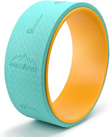 PACEARTH Yoga Wheel with Icon Guide & 12mm Thick Cushion Support 661lbs Strong Back Wheel Stretcher Comfortable Yoga Prop Wheel for Dharma Yoga Pose, Backbend, Stretching, Improving Flexibility