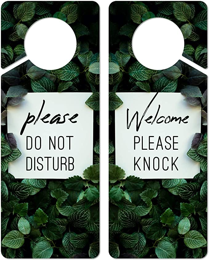 Do Not Disturb Door Hanger Sign, 2 Pack (Printed on Both Sides), 9.3?x3.5? PVC Plastic, Please Do Not Disturb Sign for Home, Office, Hotel, Bathroom, Bedroom, Counseling, Therapists, Clinic, Botanical