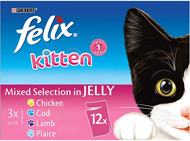 Felix Kitten Cat Food Mixed In Jelly 4 x 12 x 100g (48 Pouches)