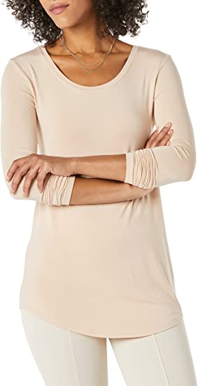 Daily Ritual Women's Jersey Relaxed-Fit Long-Sleeve Scoopneck Swing Tunic