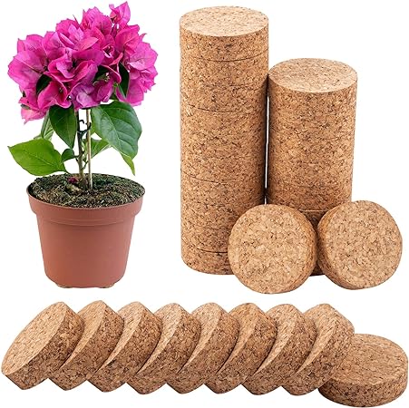 60 Pcs Cork Plant Pot Feet with Non Slip Surface- 2" Dia Cork Plant Feet Riser Invisible Pot Feet Solid Corkwood Planter Feet Lifter for Indoor or Outdoor Plants Planters Flowers Pots
