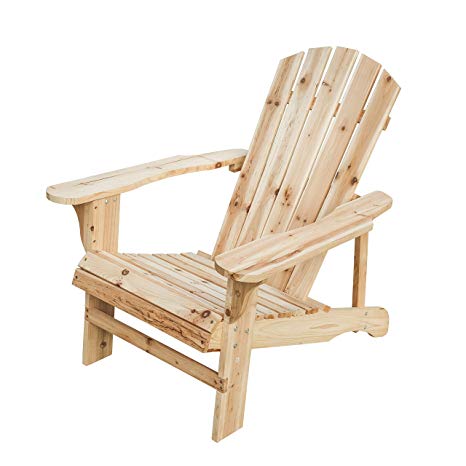 Patio Festival Wood Adirondack Lounger Chair,Outdoor Fir Unpainted Wooden Chairs,Accent Furniture for Yard,Patio,Garden,Lawn w/Natural Finish (Adirondack Chair)
