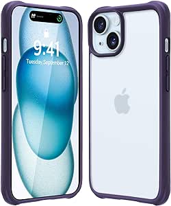 Mkeke for iPhone 15 Case, [Not Yellowing] [Military-Grade Drop Protection] Clear Phone Cases for Apple iPhone 15 with Shockproof Bumper 2023 - Purple