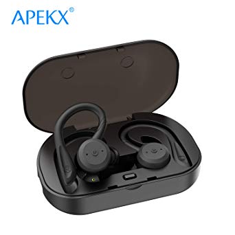 Wireless Headphones, True Wireless Bluetooth 5.0 Sports Earbuds, IPX7 Waterproof HiFi Sound, Built-in Mic Earphones (Black)