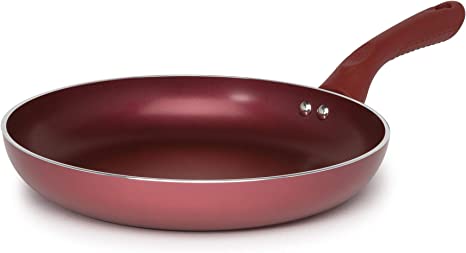 Ecolution Evolve Heavy-Gauge Aluminum with a Soft Silicone Handle Dishwasher Safe Non-Stick Fry Pan, Crimson Red – 11” Diameter