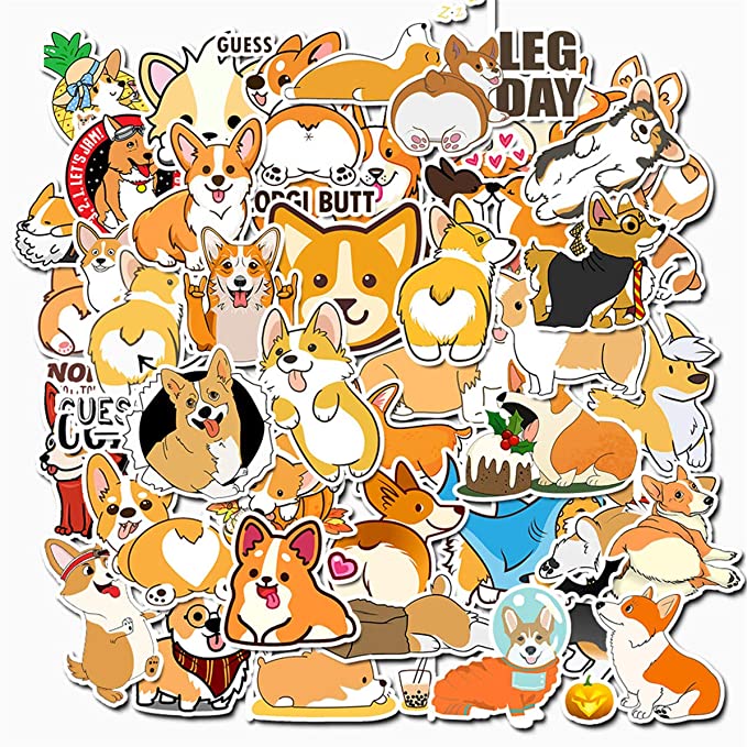 Cute Animal Welsh Corgi Pembroke Stickers (50 PCS) Funny Stickers for Teens, Girls, Adults,Kids - Stickers for Waterbottles,Laptop,Phone,Hydro Flask - Waterproof Vinyl Sticker (Welsh Corgi Pembroke)