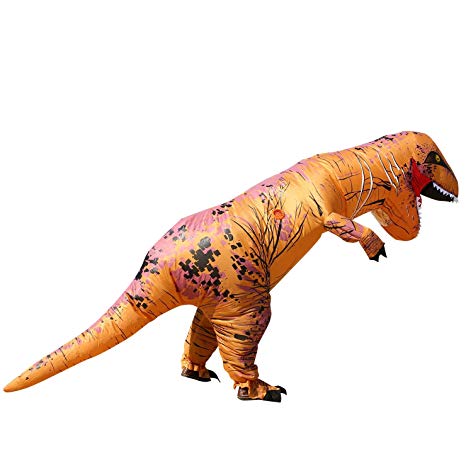 T-REX Costume Inflatable Dinosaur Outfit Blowup Adult Halloween Fancy Dress Suit Brown