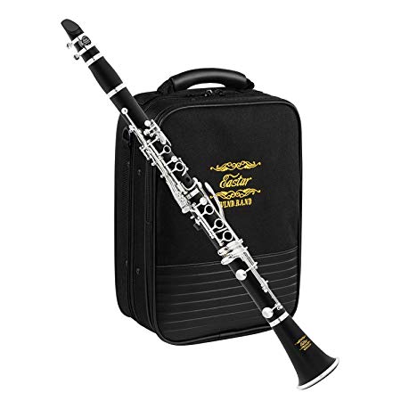 Eastar ECL-400 Commander Ebonite Bb Clarinet B Flat 17 Key with Grease Cleaner Gloves Stand Reeds Case