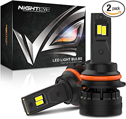 NIGHTEYE 9004 LED Headlight Bulbs,26000LM 120W 800% Brightness,LED High and Low Beam Headlights Conversion Kit,Plug and Play,6500K Cool White IP68 Waterproof,Pack of 2