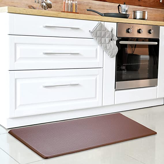 LUXEAR Anti Fatigue Kitchen Mat - Waterproof Anti Fatigue Kitchen Rug with Non-Slip Bottom - Cushioned Comfort Floor Mat - Comfort at Kitchen, Home, Office, Laundry Room - (17'' x 30'', Brown)