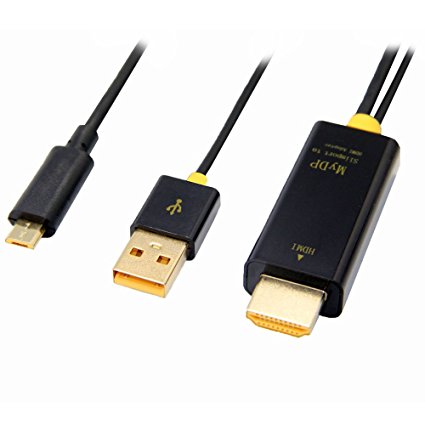 LinkS 6 Feet Slimport (MyDP) Micro USB to HDMI Male to Male cable and with 3 Feet USB Charging cable in Black (6 feet)
