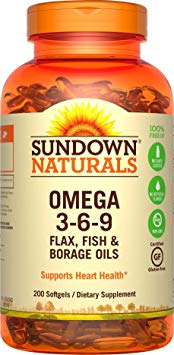 Sundown Naturals Triple Omega 3-6-9 Soft Gels, 200 Count