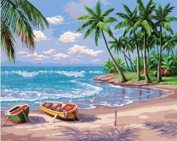 Diy oil painting, paint by number kit- Sunny Beach 16*20 inch.