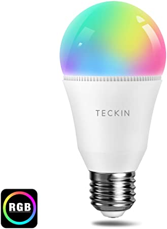 LED Light Bulbs, Smart WiFi RGBW Color Changing TECKIN Light Bulb, 2800K-6000K E27 A19 60W Equivalent, Compatible with Alexa, Google Home and IFTTT, Cold and Warm Light, 1 Pack