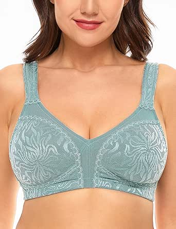 WingsLove Women's Full Coverage Non Padded Wire-Free Minimizer Bra Comfort Plus Size Everyday Bras