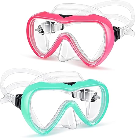 Adult Swim Goggles Swimming Goggles, 2 Pack Snorkel Mask Diving Mask with Nose Cover, Tempered Glass Scuba Swim Mask Snorkeling Mask for Adult Men Women Youth