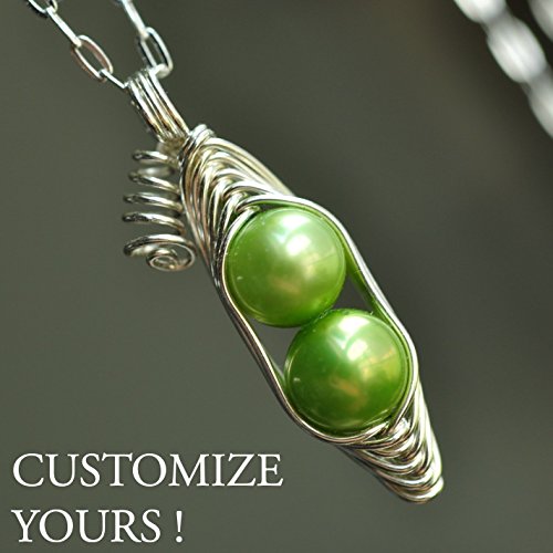 1, 2, 3, 4, or 5 Peas in a pod peapod necklace with green freshwater pearls - Mu-Yin Jewelry Original Design