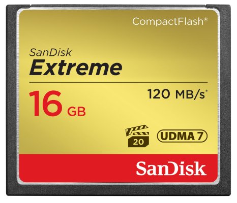 SanDisk SDCFXS-016G-X46 Extreme CompactFlash UDMA7 Memory Card up to 120 MB/s read - 16 GB